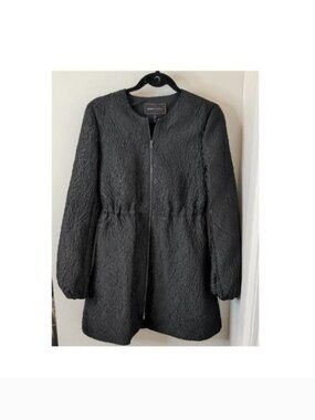 BCBGMAXAZRIA Black Textured Fit & Flare Coat Dress XXS